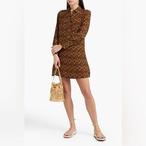 NEW ANTIK BATIK Monique gathered printed crepe mini dress sz XS